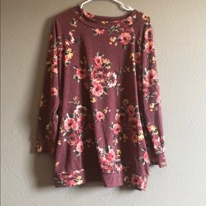 Burgundy Floral Sweater
